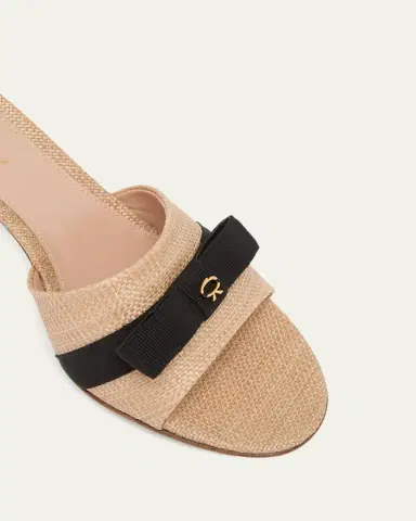 Gianvito Rossi 70mm Raffia Bow Mule Sandals | Thumbnail 3