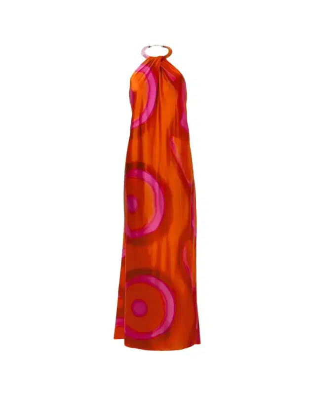 Jesse Abstract-Print Backless Halter Maxi Dress