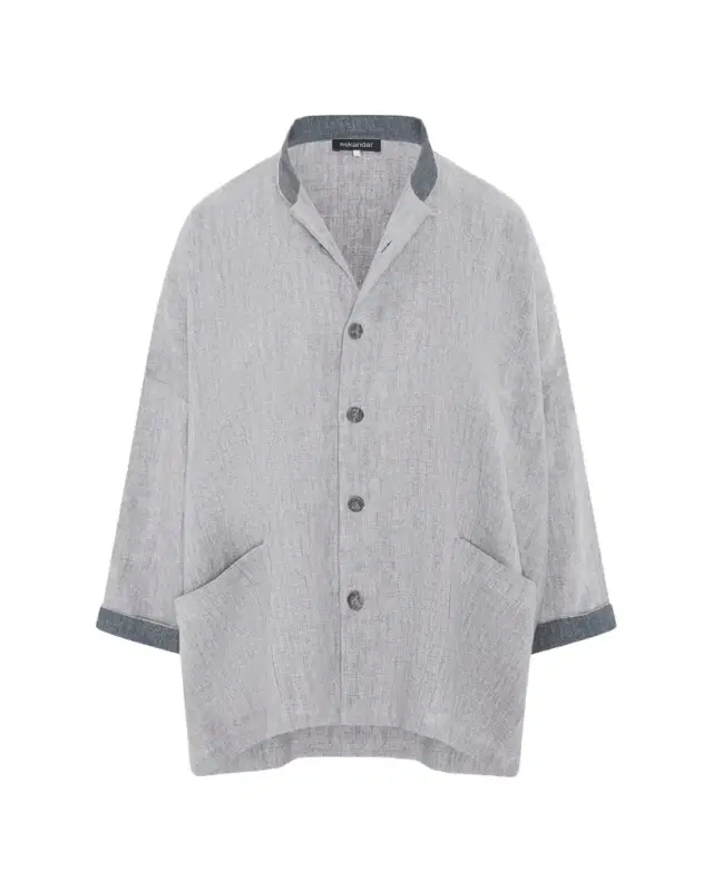 Eskandar Longer Back Wide Mandarin Jacket - Long Length