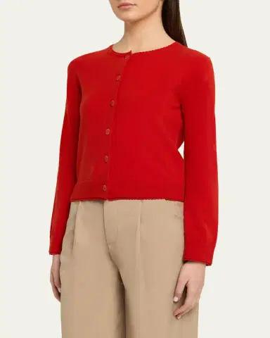 Vince Scallop-Trim Cardigan | Thumbnail 8 Vince Scallop-Trim Cardigan | Thumbnail 8