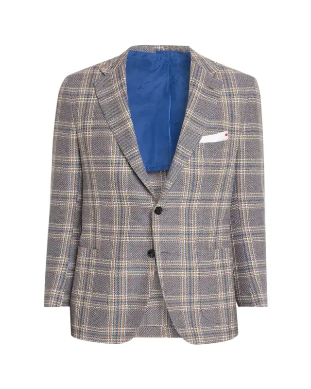 Kiton Men's Plaid Cashmere and Linen Single-Breasted Sport Coat