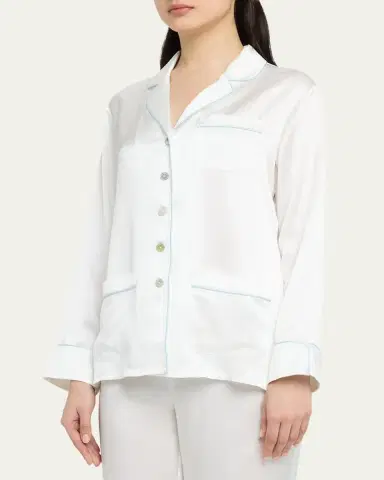 Olivia von Halle Coco Solid Silk Satin Pajama Set | Thumbnail 4 Olivia von Halle Coco Solid Silk Satin Pajama Set | Thumbnail 4