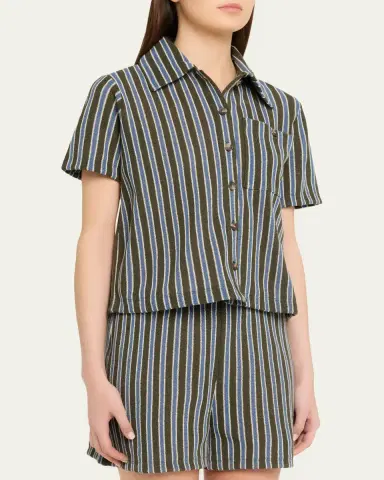 Veronica Beard Kyan Striped Cotton Cardigan | Thumbnail 4 Veronica Beard Kyan Striped Cotton Cardigan | Thumbnail 4