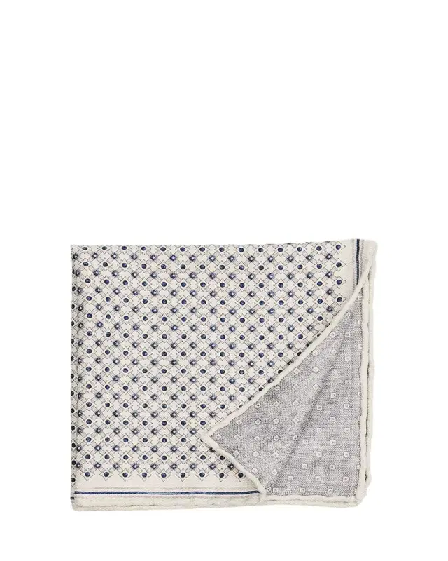 Brunello Cucinelli Men's Double-Face Geometric Silk Pocket Square