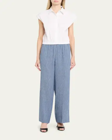 Theory Cropped Elasticated-Waist Button-Front Shirt | Thumbnail 2 Theory Cropped Elasticated-Waist Button-Front Shirt | Thumbnail 2