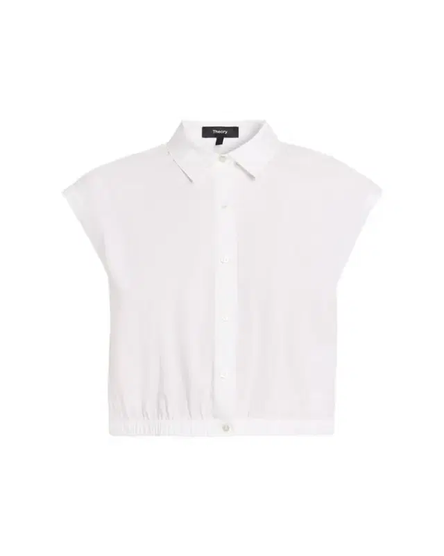 Theory Cropped Elasticated-Waist Button-Front Shirt