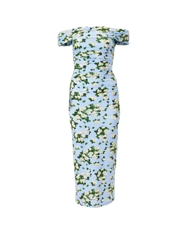 Off-The-Shoulder Floral Jersey Maxi Dress