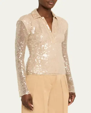 Veronica Beard Meryl Sequined Long-Sleeve Top | Thumbnail 4