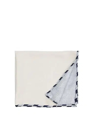 Brunello Cucinelli Men's Double-Face Stripe-Trim Silk Pocket Square | Thumbnail 1