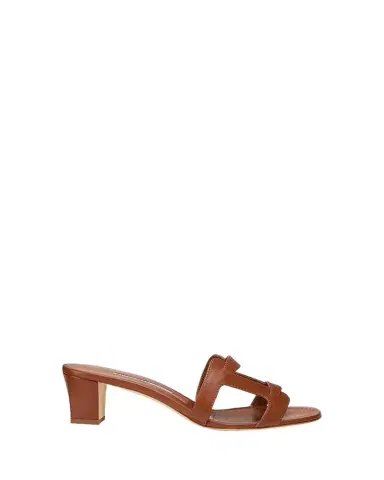 Manolo Blahnik 50mm Grellanu Leather Mule Sandals | Thumbnail 1