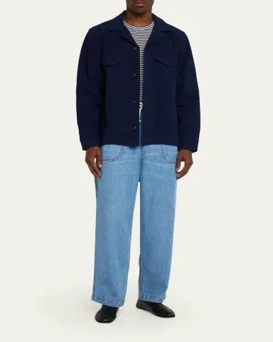 Officine Generale Men's Wide-Leg Drawstring Trousers | Thumbnail 2