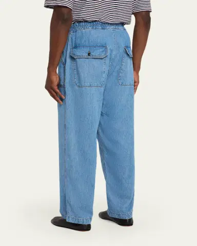 Officine Generale Men's Wide-Leg Drawstring Trousers | Thumbnail 3