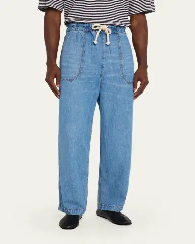 Officine Generale Men's Wide-Leg Drawstring Trousers | Thumbnail 4