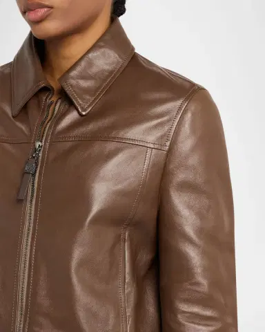 Brunello Cucinelli Leather Cropped Jacket | Thumbnail 4 Brunello Cucinelli Leather Cropped Jacket | Thumbnail 4
