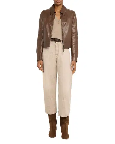Brunello Cucinelli Leather Cropped Jacket | Thumbnail 1 Brunello Cucinelli Leather Cropped Jacket | Thumbnail 1