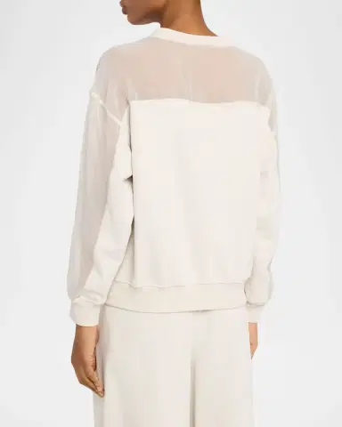 Brunello Cucinelli Sheer-Sleeve Sweatshirt | Thumbnail 2 Brunello Cucinelli Sheer-Sleeve Sweatshirt | Thumbnail 2