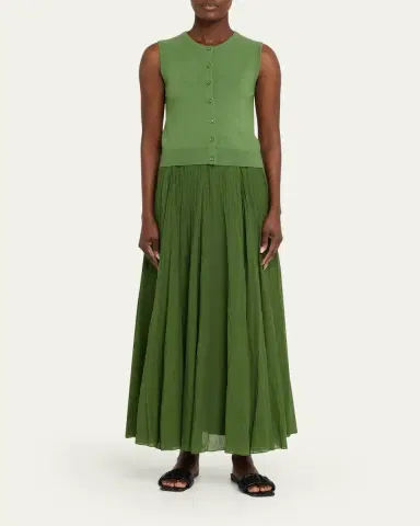 Vince Crinkled Plissé Cotton-Blend Maxi Skirt | Thumbnail 2