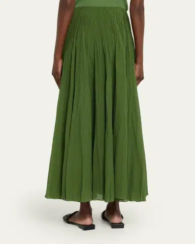 Vince Crinkled Plissé Cotton-Blend Maxi Skirt | Thumbnail 3