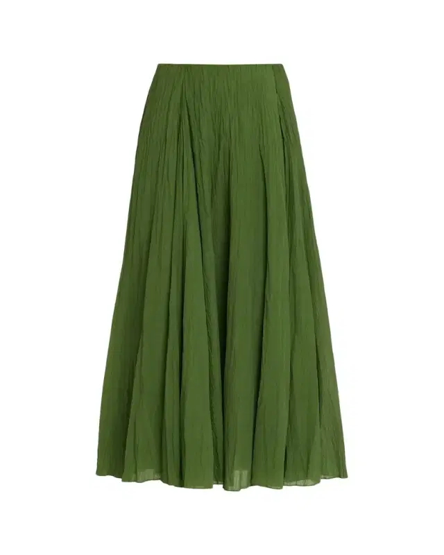 Vince Crinkled Plissé Cotton-Blend Maxi Skirt