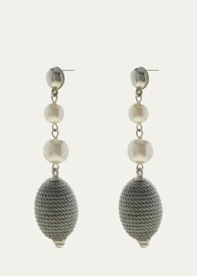 Ben-Amun Long Drop Pearly Earrings | Thumbnail 2