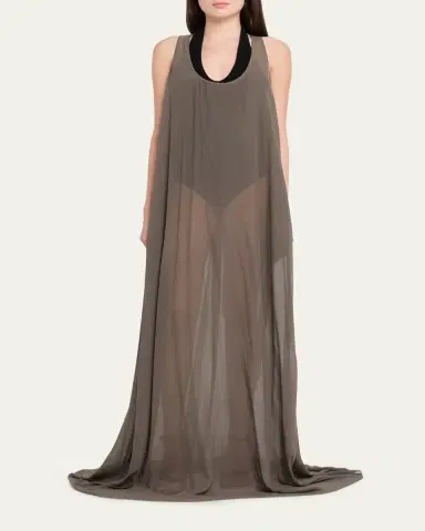 Rick Owens Sheer Silk Georgette Tank Gown | Thumbnail 2 Rick Owens Sheer Silk Georgette Tank Gown | Thumbnail 2
