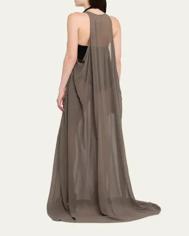 Rick Owens Sheer Silk Georgette Tank Gown | Thumbnail 3 Rick Owens Sheer Silk Georgette Tank Gown | Thumbnail 3