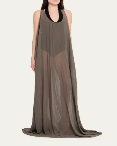 Rick Owens Sheer Silk Georgette Tank Gown | Thumbnail 4 Rick Owens Sheer Silk Georgette Tank Gown | Thumbnail 4
