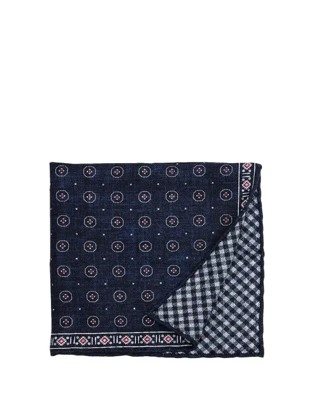 Brunello Cucinelli Men's Double-Face Geometric-Check Silk Pocket Square