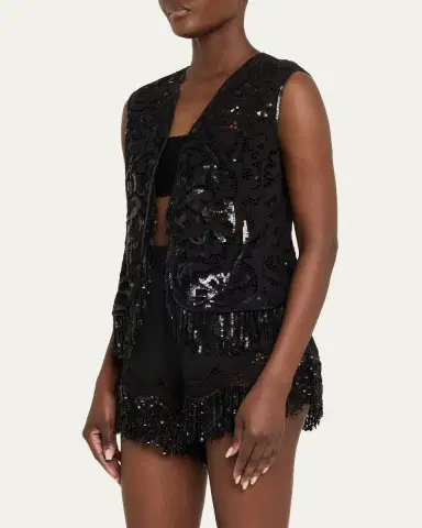 Kobi Halperin Maeve Fringed Sequin Lace Vest | Thumbnail 4 Kobi Halperin Maeve Fringed Sequin Lace Vest | Thumbnail 4