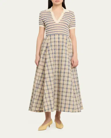 BERNADETTE Ophelia Striped Crinkle Wool Polo Shirt | Thumbnail 2 BERNADETTE Ophelia Striped Crinkle Wool Polo Shirt | Thumbnail 2