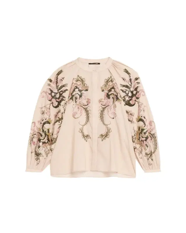 Heidi Sequin Floral-Print Blouse