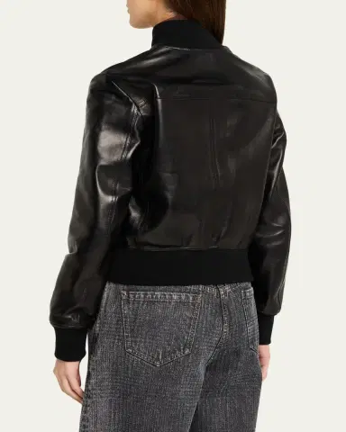 Brunello Cucinelli Turtleneck Leather Bomber Jacket | Thumbnail 3