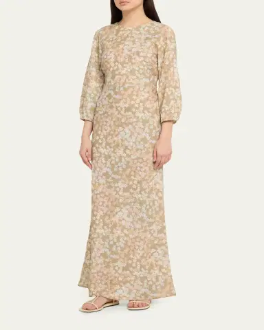 BERNADETTE Berna Floral Linen Maxi Dress | Thumbnail 4 BERNADETTE Berna Floral Linen Maxi Dress | Thumbnail 4