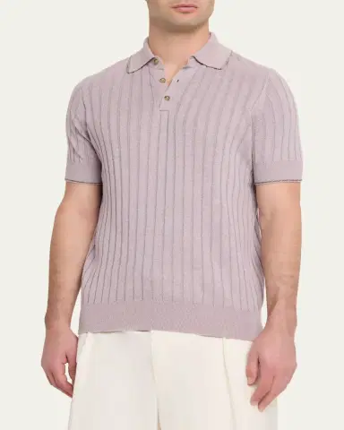 Guest In Residence Men's Rib-Knit Teddy Polo Shirt | Thumbnail 4 Guest In Residence Men's Rib-Knit Teddy Polo Shirt | Thumbnail 4