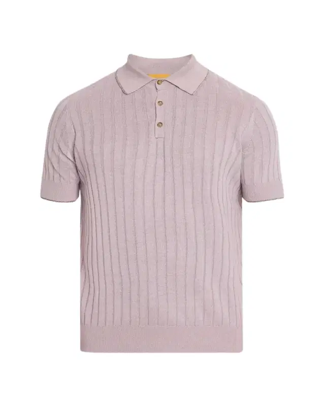 Men's Rib-Knit Teddy Polo Shirt
