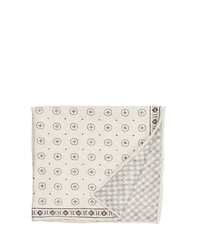 Brunello Cucinelli Men's Double-Face Geometric-Check Silk Pocket Square