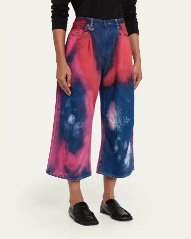 R13 Tie-Dye Cropped Wide-Leg Jeans | Thumbnail 4 R13 Tie-Dye Cropped Wide-Leg Jeans | Thumbnail 4