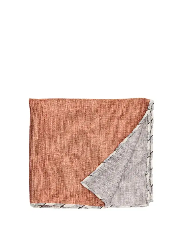 Brunello Cucinelli Men's Double-Face Stripe-Trim Silk Pocket Square