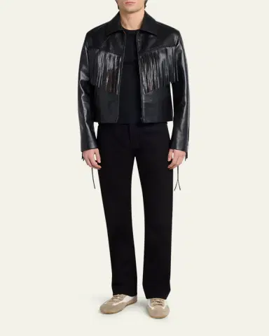 Alexander McQueen Men's Beaded Harness Micro-Rib Cotton Crewneck T-Shirt | Thumbnail 2