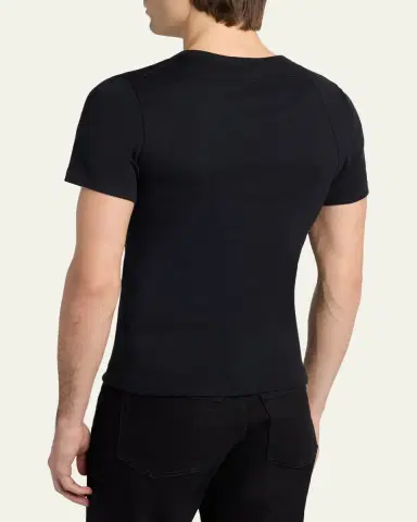 Alexander McQueen Men's Beaded Harness Micro-Rib Cotton Crewneck T-Shirt | Thumbnail 3