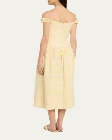 Markarian Georgie Striped Seersucker Off-The-Shoulder Midi Dress | Thumbnail 3 Markarian Georgie Striped Seersucker Off-The-Shoulder Midi Dress | Thumbnail 3