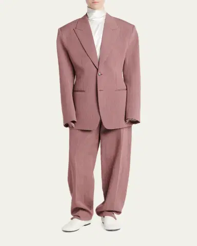 Bottega Veneta Oversized Wool-Linen Single-Breasted Jacket | Thumbnail 2 Bottega Veneta Oversized Wool-Linen Single-Breasted Jacket | Thumbnail 2