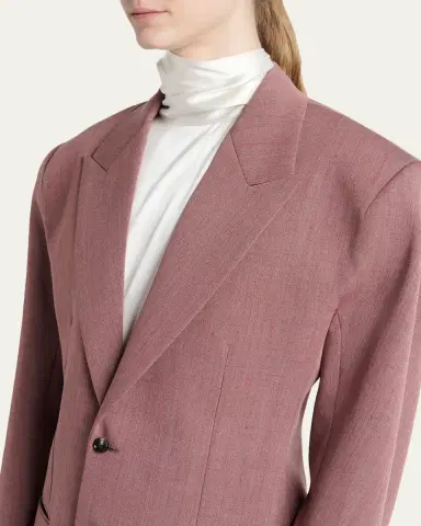 Bottega Veneta Oversized Wool-Linen Single-Breasted Jacket | Thumbnail 5 Bottega Veneta Oversized Wool-Linen Single-Breasted Jacket | Thumbnail 5