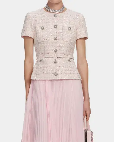 Self-Portrait Sequined Bouclé Midi Dress | Thumbnail 4 Self-Portrait Sequined Bouclé Midi Dress | Thumbnail 4