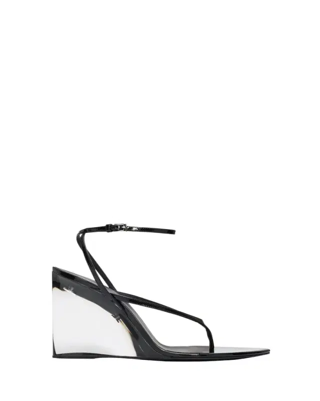 ALAÏA 90mm Patent Leather Wedge Sandals