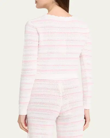 LoveShackFancy Dessa Striped Crochet Cardigan | Thumbnail 3 LoveShackFancy Dessa Striped Crochet Cardigan | Thumbnail 3