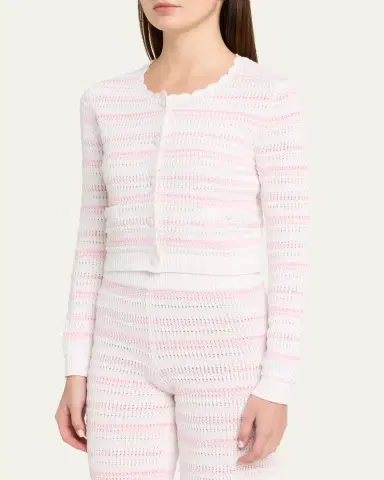 LoveShackFancy Dessa Striped Crochet Cardigan | Thumbnail 4 LoveShackFancy Dessa Striped Crochet Cardigan | Thumbnail 4