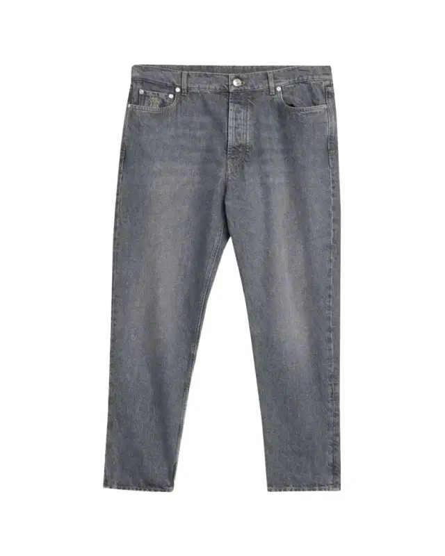Brunello Cucinelli Men's Rinsed Grey Denim Straight-Leg Jeans