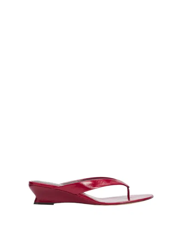 Le Monde Beryl 50mm Eel-Embossed Leather Micro Wedge Thong Sandals