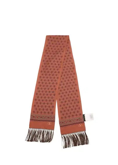 Valentino Garavani Men's Silk Fringe Medallion Scarf | Thumbnail 3